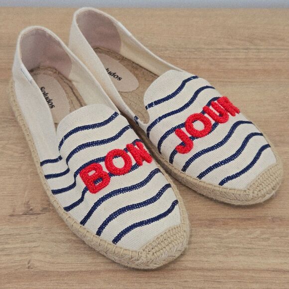 Soludos Shoes - Soludos Womens Sz 10/40.5 Slip On Bonjour Canvas Espadrilles Loafers New Coastal